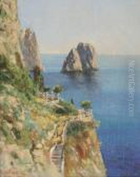 Capri Oil Painting by August Lovatti