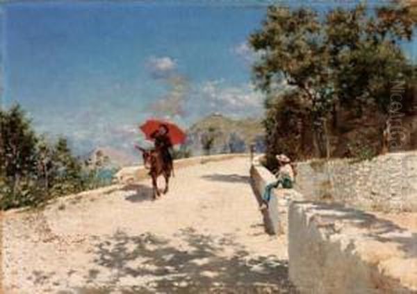 Sole Di Capri Oil Painting by August Lovatti