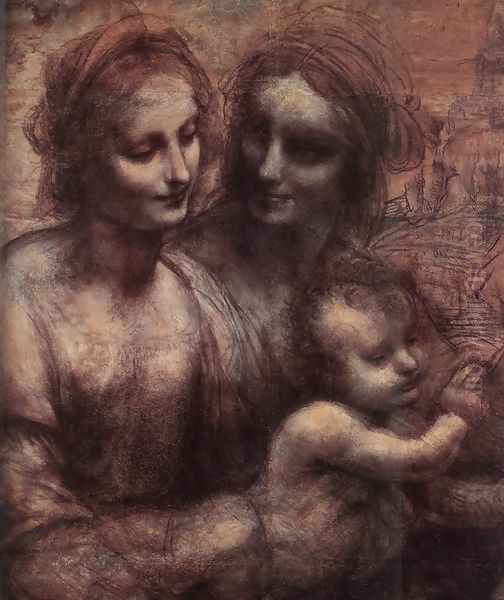 Madonna and Child with St Anne and the Young St John (detail) 1507-08 Oil Painting by Leonardo Da Vinci