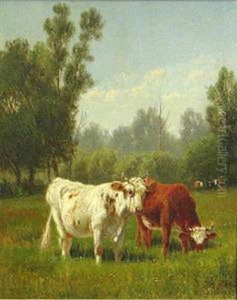 Cattle Grazing Oil Painting by Clinton Loveridge