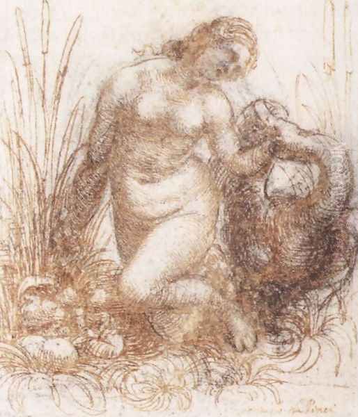 Study for a kneeling Leda 1503-07 Oil Painting by Leonardo Da Vinci