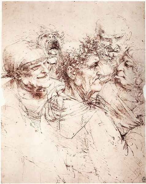 Study Of Five Grotesque Heads Oil Painting by Leonardo Da Vinci