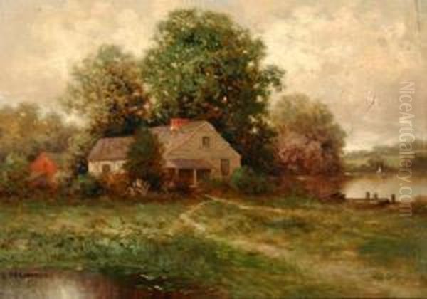 Landscape With Country House Oil Painting by Milton H. Lowell