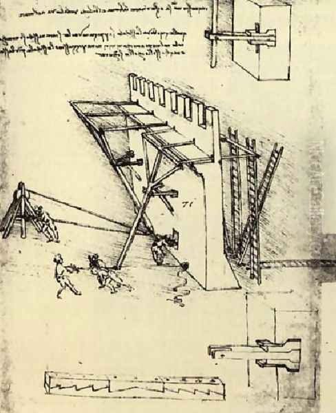 Siege Defenses Oil Painting by Leonardo Da Vinci