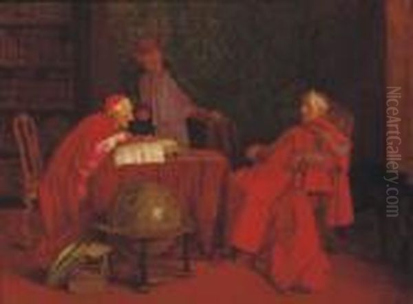 Conversing Cardinals Oil Painting by Wilhelm Lowith