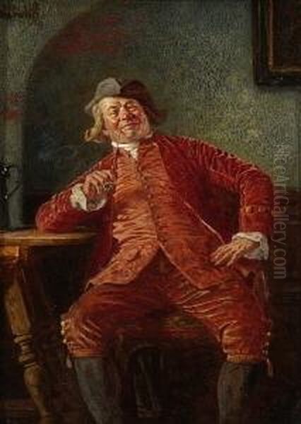 Fideler Raucher. Oil Painting by Wilhelm Lowith