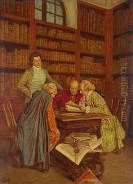 In Der Bibliothek Oil Painting by Wilhelm Lowith