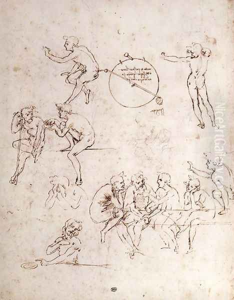 Various Figure Studies Oil Painting by Leonardo Da Vinci