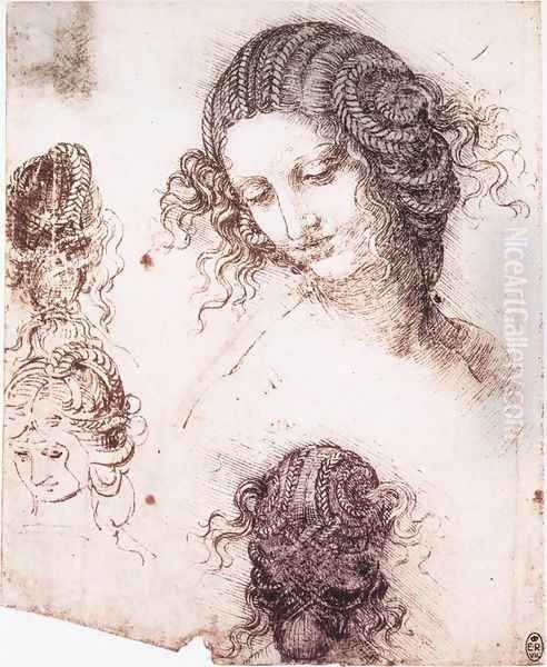 Head of Leda Oil Painting by Leonardo Da Vinci