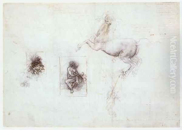 Studies of Leda and a horse Oil Painting by Leonardo Da Vinci