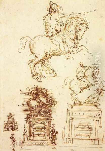 Study for the Trivulzio Equestrian Monument (1) 1508-10 Oil Painting by Leonardo Da Vinci