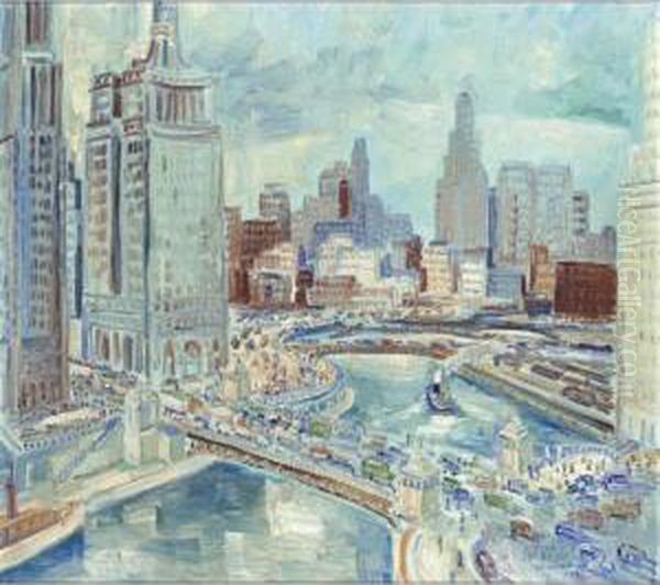 Wackerdrive Chicago Oil Painting by Adriaan Lubbers