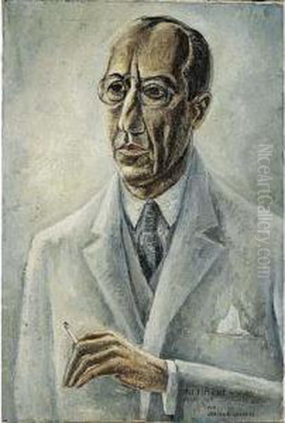 Portrait Of Piet Mondrian Oil Painting by Adriaan Lubbers