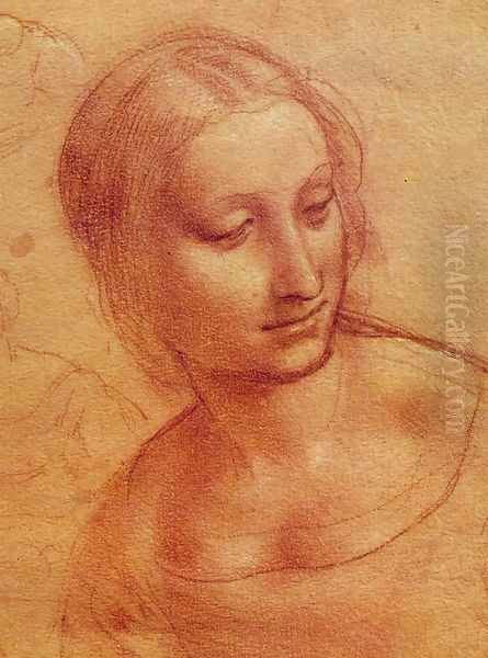 Head of a Woman 1510-11 Oil Painting by Leonardo Da Vinci