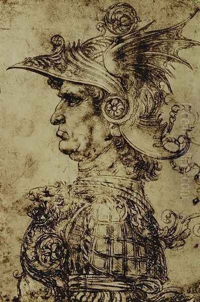 Head of a Condottiere Oil Painting by Leonardo Da Vinci