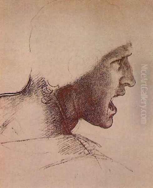 Head of a Warrior Oil Painting by Leonardo Da Vinci