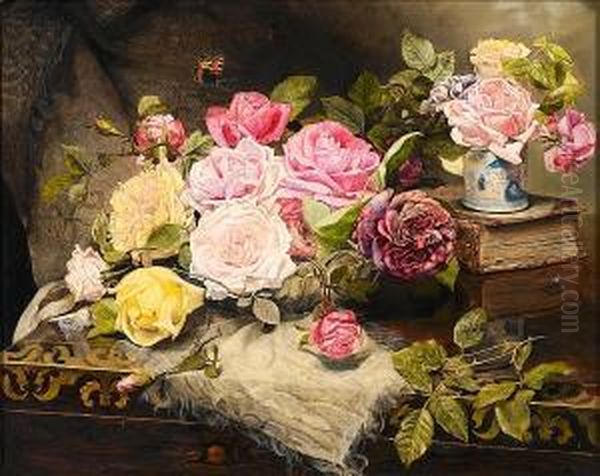 Roses From The Vicarage Oil Painting by Edward George Handel Lucas