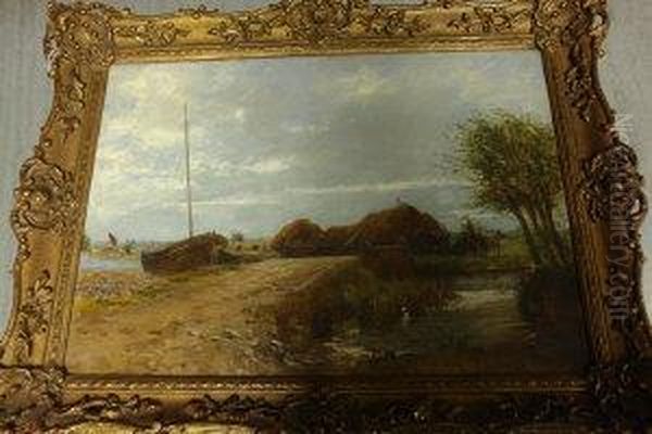 Acle Dyke Oil Painting by John Seymour Lucas