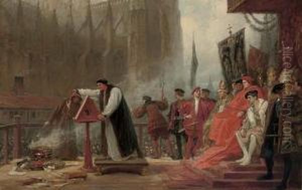 The Burning Of Martin Luther's Works Oil Painting by John Seymour Lucas