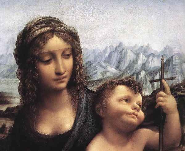 Madonna with the Yarnwider (detail1) Oil Painting by Leonardo Da Vinci