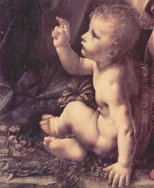 Virgin of the Rocks (detail) 4 Oil Painting by Leonardo Da Vinci