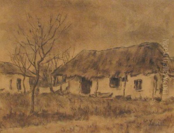 Houses In The Country Oil Painting by Stefan Luchian