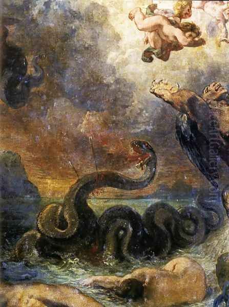 Apollo Slays Python (detail) 1850-51 Oil Painting by Eugene Delacroix