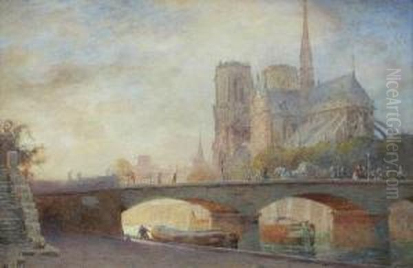 View Of Notredame Oil Painting by Max Ludby