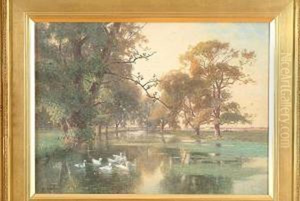 A Tranquil River Oil Painting by Max Ludby