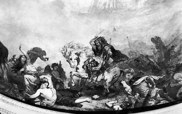 Attila the Hun (c.406-453) and his hordes overrunning Italy and the Arts Oil Painting by Eugene Delacroix