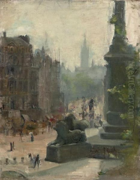 Trafalgar Square Oil Painting by Albert Ludovici