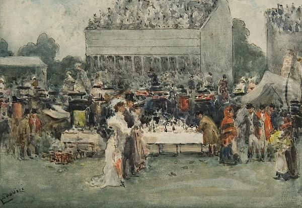 A Luncheon At Ascot Oil Painting by Albert Ludovici