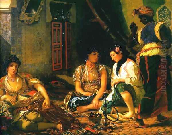 Women of Algiers in their Apartment Oil Painting by Eugene Delacroix