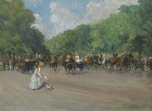 Rotton Row, Hyde Park Oil Painting by Albert Ludovici