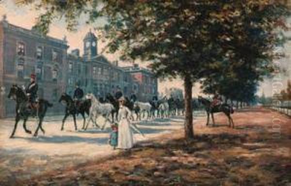 Knightsbridge Barracks Oil Painting by Albert Ludovici