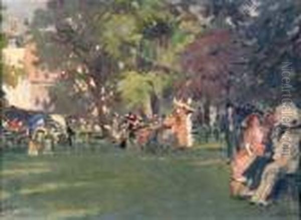 Figures In A Parkland Setting Oil Painting by Albert Ludovici