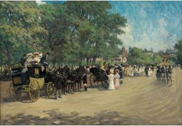 The Four-in-hand, Hyde Park Oil Painting by Albert Ludovici