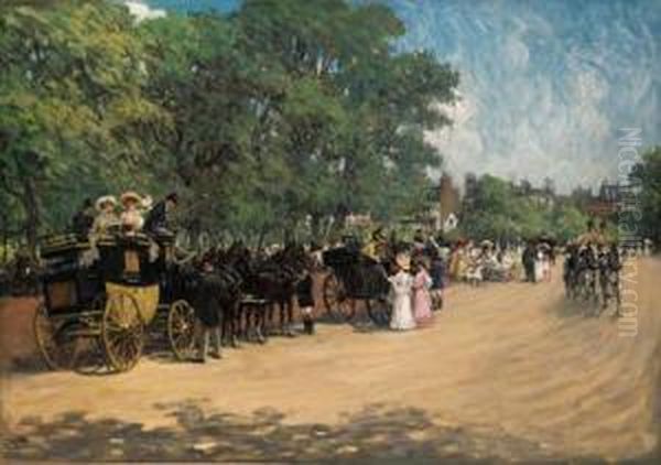 The Four-in-hand, Hyde Park Oil Painting by Albert Ludovici