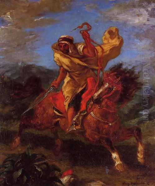 An Arab Horseman at the Gallop Oil Painting by Eugene Delacroix