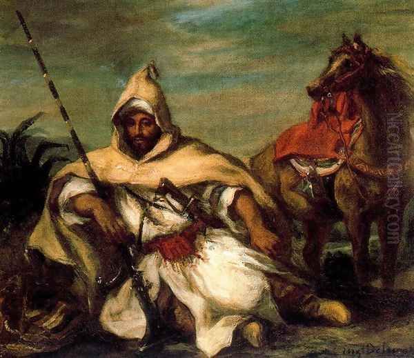 A Moroccan from the Sultan's Guard Oil Painting by Eugene Delacroix