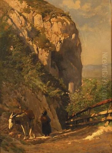 Lugardon, ,enfant Au Mulet Oil Painting by Albert Lugardon