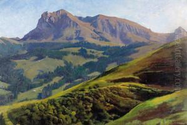 Sonnige Partie Im Gebirge. Oil Painting by Albert Lugardon