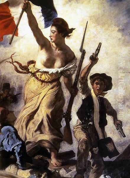 Liberty Leading the People (detail 1) 1830 Oil Painting by Eugene Delacroix