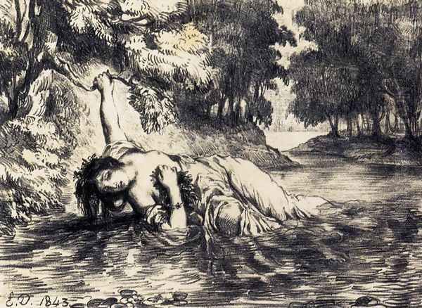 The Death of Ophelia 1843 Oil Painting by Eugene Delacroix