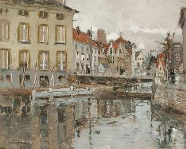 La Passerelle De Bruges Oil Painting by Ferdinand Jean Luigini