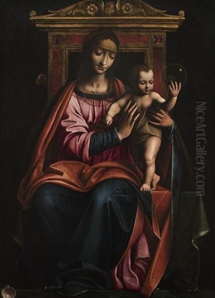 Madonna In Trono Con Bambino Oil Painting by Bernardino Luini