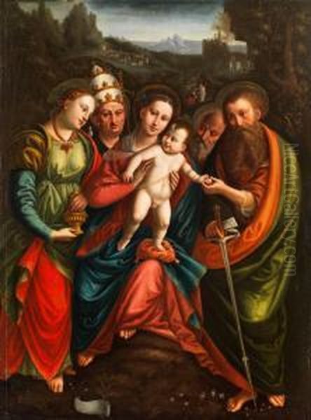 Madonna Mit Dem Kind, Umgeben Von Vierweiteren Heiligen Oil Painting by Bernardino Luini