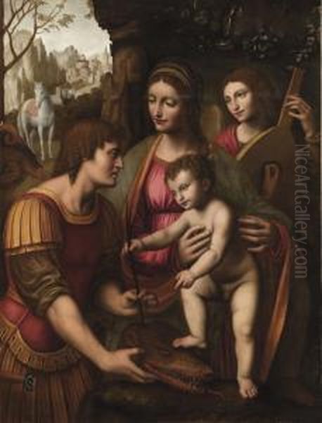 Vierge A L'enfant Avec Saint Georges Et Un Ange Musicien Oil Painting by Bernardino Luini