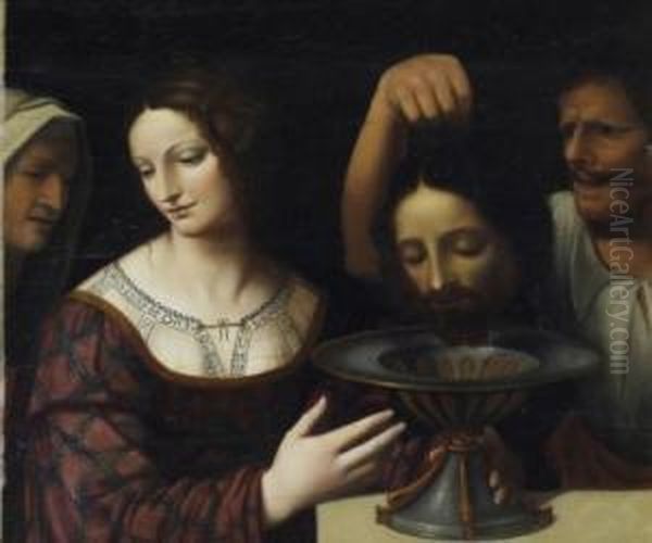 Salome With The Head Of St. John Oil Painting by Bernardino Luini