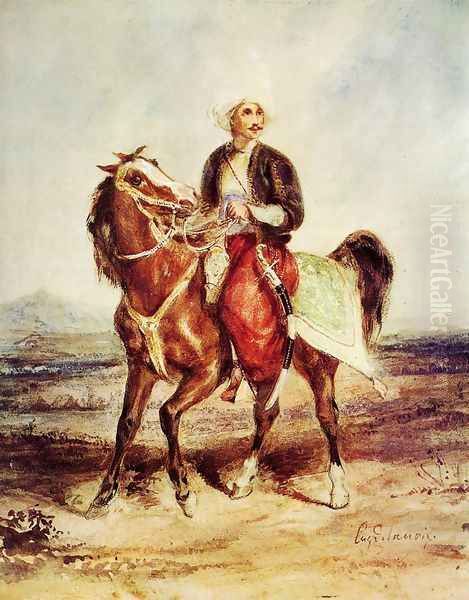 Turkish Horseman Oil Painting by Eugene Delacroix